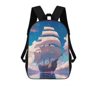 sinyumoney Skyward Sailing Ship 3D Printed Children's School Backpack for Kids Travel Rucksacks Book Bags Kids School Bag 17inch