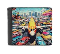 sinyumoney Skyway Cars and Planes Coexist 3D Print Clutch Purse Coin Pocket ID RFID Blocking Banknote Compartments Purse Youth Guys 11.7cm*9.5cm