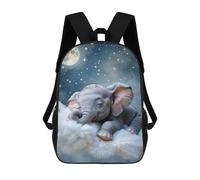 sinyumoney Sleeping Baby Elephant on Cloud Backpack with Pocket 3D Printed Backpacks, Travel Rucksacks Book Bags Kids School Bag 17inch