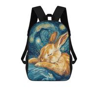 sinyumoney Sleeping Bunny Starry Night Backpack School Bag Lightweight Airport College Students Back Pack for Men, Women & Teenage Boys 17inch