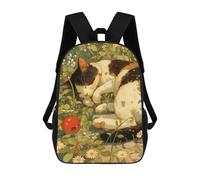 sinyumoney Sleeping Cat in Flowers Backpack School Business Laptop Rucksack Bag Unisex Casual Daypack for Teenage Girls Boys Women Men 17inch