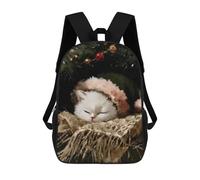 sinyumoney Sleeping Cat in Santa Hat Painting Backpack School Fashion Stationery Backpack Waterproof Casual Daypacks for Campus Outdoor Travel Sports 17inch