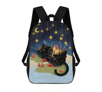 sinyumoney Sleeping Cat Under Starry Sky School Backpack Secondary Causal Travel High School Bags for Teenage Girls Boys Women Men 17inch