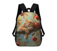 sinyumoney Sleeping Cat with Apples Children's School Backpack Fashion Casual 17inch 3D Printed School Bags Boy School Backpack Large Backpack