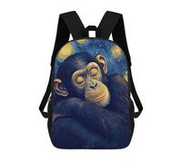 sinyumoney Sleeping Chimpanzee in Starry Night Style Kids Backpack, Kids School Bag 3D Printed School Backpacks for Boys And Teenager School Students 17inch