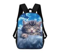 sinyumoney Sleeping Cloud Kitten -1 3D Printed Children's School Backpack for Kids High Capacity Travel Rucksacks Book Bags Kids School Bag Back Pack 17inch