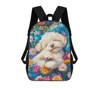 sinyumoney Sleeping Dog in Floral Meadow School Bags Water Resistant School Bag Business Backpack for Campus Outdoor Travel Sports 17inch