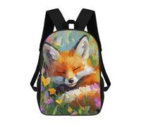sinyumoney Sleeping Fox in Flowers-2 17inch School Bag 3D Printed Children's School Backpack Casual Fashion Travel Backpacks for Kids School Students