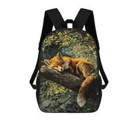 sinyumoney Sleeping Fox on A Tree Branch Kids Backpack 17 Inch School Bag 3D Printed Cartoon School Backpacks for Boys And Teenager School Students