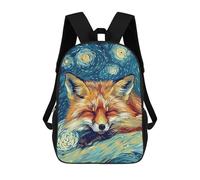 sinyumoney Sleeping Fox Starry Night Art Kids School Backpack 3D Printed Fashion School Bag Casual School Bag for Boys Elementary And Middle School Students 17inch