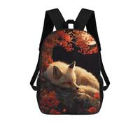 sinyumoney Sleeping Fox Under Autumn Moon Backpacks Kids School Backpack Fashion School Bag 3D Printed School Bag for Boys Elementary And Middle School Students 17inch