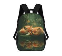 sinyumoney Sleeping Foxes in Forest School Backpack Lightweight Airport College Students Back Pack for Boys/Girls/Teenagers 17inch