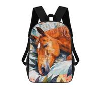 sinyumoney Sleeping Horse Watercolor Backpacks Kids School Backpack School Bag 3D Printed School Bag for Boys Elementary And Middle School Students 17inch