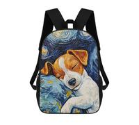 sinyumoney Sleeping Jack Russel Terrier Starry Night Backpack for School 3D Printed Boys Girls School BagChildren Bookbag Travel Rucksack 17inch