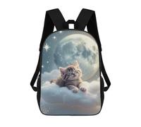 sinyumoney Sleeping Kitten on Cloud Backpack 3D Printed Children's School Backpack for Kids High Capacity Travel Rucksacks Book Bags Kids School Bag Back Pack 17inch