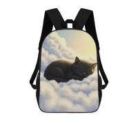 sinyumoney Sleeping Kitten on Clouds 17inch School Bag 3D Printed Children's School Backpack Casual Fashion Travel Backpacks for Kids School Students