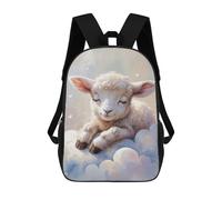 sinyumoney Sleeping Lamb on Clouds Watercolor School Bags High Secondary School Bags Casual Backpack for Campus Outdoor Travel Sports 17inch