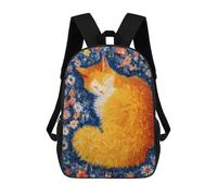 sinyumoney Sleeping Orange Cat Painting Backpack School Bag Lightweight Airport College Students Back Pack for School/Work/Travel 17inch
