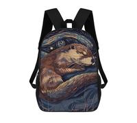 sinyumoney Sleeping Otter in Starry Night Style Rucksack Lightweight Casual Daypack School Backpacks for School/Work/Travel 17inch