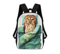 sinyumoney Sleeping Owl Bird Art Children's School Backpack Fashion Casual Children's Backpacks 3D Printed School Bags Boy Large Backpack 17inch