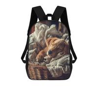sinyumoney Sleeping Puppy in Laundry Basket Backpack School Bag School Secondary High School College Backpack Travel for Teenage Girls Boys Women Men 17inch