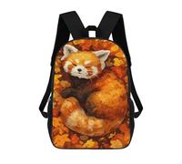 sinyumoney Sleeping Red Panda in Autumn Leaves Backpack Cartoon Plush Bag, 3D Backpack for Kids School Bag Birthday Gift Idea for Boys And Girls 17inch