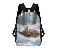 sinyumoney Sleeping Reindeer Fawn in Winter School Backpack Water Resistant Computer Rucksack- Perfect for Travel, Work And Daily Use 17inch