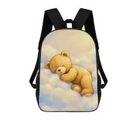 sinyumoney Sleeping Teddy Bear on Clouds 3D Printed Kids 17inch Backpacks Boys Fashion Travel Backpacks School Bag for Boys Elementary And Middle School Students