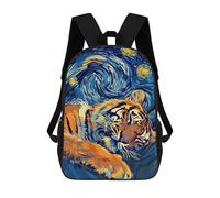 sinyumoney Sleeping Tiger in Starry Night Style Children's Backpack, Schoolbag Large Capacity Students Bookbag Rucksack Knapsack for Boys Girls Adults Teen 17inch