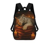 sinyumoney Sleeping White Tiger on Books School Backpack Computer Rucksack for School/Work/Travel- Perfect for Travel, Work And Daily Use 17inch