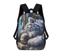sinyumoney Sleeping White Tiger Rucksack Lightweight Airport College Students Back Pack for Girls Boys Teenage 17inch
