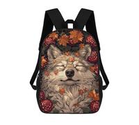 sinyumoney Sleeping Wolf in Autumn Children's Backpacks School Backpack 3D Printed for Kids Travel Rucksacks Book Bags Kids 17inch School Bag
