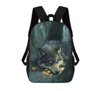 sinyumoney Sleeping Wolf in Forest School Bags Water Resistant Travel Backpack Computer Bag for Campus Outdoor Travel Sports 17inch