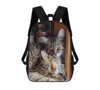 sinyumoney Sleepy Cats in Cozy Corner 3D Printed 17inch Kids School Backpack School Bag Fashion Rucksacks for Boys Elementary And Middle School Students
