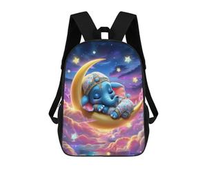 sinyumoney Sleepy Elephant Moon Night School Backpack Lightweight Schoolbag Dayback Bookbag College for Camping Outdoor Adventures And Daily Travel 17inch