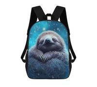 sinyumoney Sleepy Sloth in Winter Night 3D Printed School Bag Children's School Backpack Schoolbags Travel Backpacks Casual Fashion Bag for Kids School Students 17inch