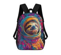 sinyumoney Sloth Astronaut Space Children's School Backpack 3D Printed for Kids Travel Rucksacks Book Bags for Boys Elementary School Students 17inch
