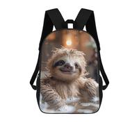 sinyumoney Sloth Bath Time Backpacks Kids School Backpack School Bag 3D Printed School Bag for Boys Elementary And Middle School Students 17inch