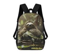sinyumoney Sloth Chilling on Turtle 3D Printed 17inch Kids School Backpack School Bag Fashion Rucksacks for Boys Elementary And Middle School Students