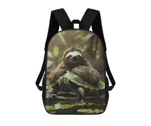 sinyumoney Sloth Chilling on Turtle Rucksack Daypacks Business Backpack Water Resistant Bookbag for Men/Women 17inch