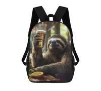 sinyumoney Sloth Drinking Beer Backpack with Pocket 3D Printed Backpacks, Travel Rucksacks Book Bags Kids School Bag 17inch