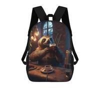 sinyumoney Sloth Drinking Beer Bar Children's School Backpack 3D Printed for Kids Travel Rucksacks Book Bags Kids School Bag 17inch