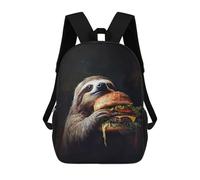 sinyumoney Sloth Eating Burger Backpack for School 3D Printed Boys Girls School BagChildren Bookbag Travel Rucksack 17inch