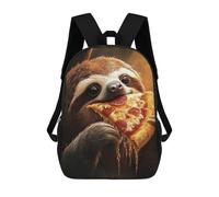 sinyumoney Sloth Eating Pepperoni Salami Pizza Children's School Backpack 3D Printed for Kids Travel Rucksacks Book Bags Kids School Bag 17inch