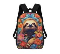 sinyumoney Sloth Flower Portrait School Bag Backpack Teen Schoolbag 3D Printing Adjustable Schoolbag Fashion Pocket Bag for Kids Boys Girls Students And Teenagers Fans 17inch