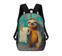 sinyumoney Sloth Holding Toilet Paper Roll Rucksacks 3D Printed Children 17inch Backpacks Fashion Casual Daypack Travel Bags Outdoor Casual Daypack for Boy And Girl