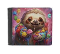 sinyumoney Sloth in Candy Heaven 3D Print Wallet Safe Protection Card RFID Blocking Banknote Compartments Fashion Slim Leather Wallet 11.7cm*9.5cm