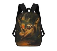 sinyumoney Sloth in Hammock with Drink Backpacks Kids School Backpack School Bag 3D Printed School Bag for Boys Elementary And Middle School Students 17inch