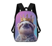 sinyumoney Sloth King 3D Printed 17inch School Bag Children's School Backpack Travel Backpacks Casual Fashion Bag for Kids School Students