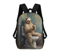 sinyumoney Sloth Mobile Phone Toilet Backpack School Water Resistant Travel Backpack Computer Bag for School/Work/Travel 17inch